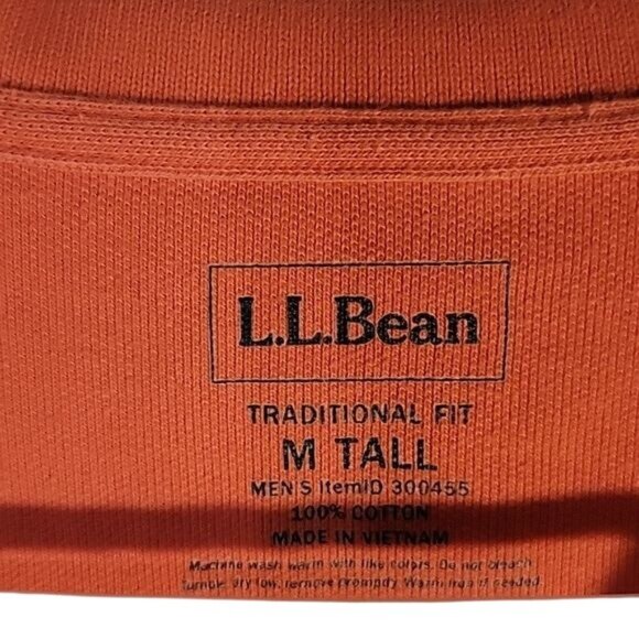 L.L. Bean Mens Orange Polo Shirt M Tall Traditional Fit 100% Cotton Short Sleeve - Picture 2 of 4